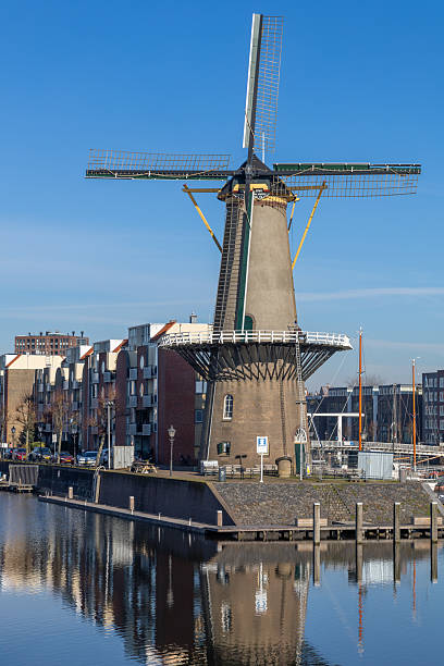 istock Grain mill at Historic Delfshaven Rotterdam 2200249461