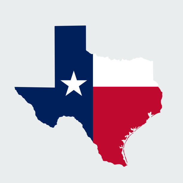 ilustrações de stock, clip art, desenhos animados e ícones de texas flag map shape. vector - texas