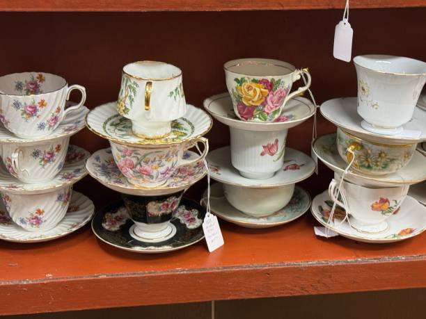 istock Stacks of Teacups and Saucers 2200260093