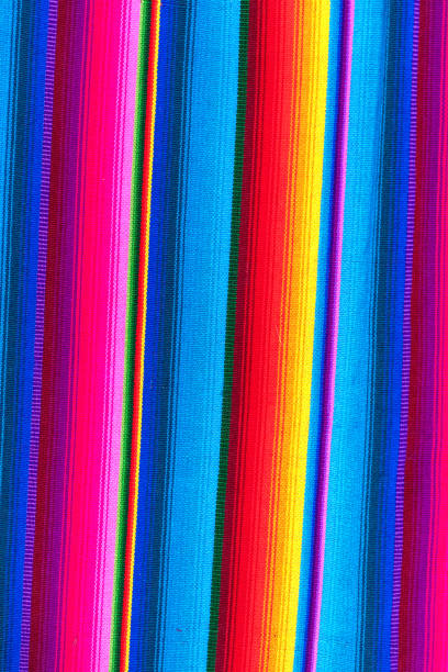 Bright, linear full frame abstract of hanging fabric. Panajachel, Lake Atitlan, Guatemalan Highlands.  Part of a series.