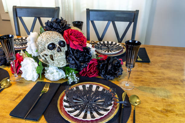 istock Black mask on a black and white plate 2200274406