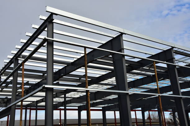 istock Steel framing for a new building, 2200281656