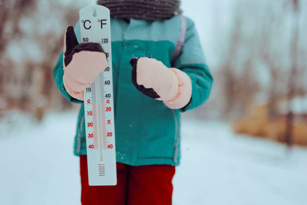 Kid demonstrating how cold a winter day really is