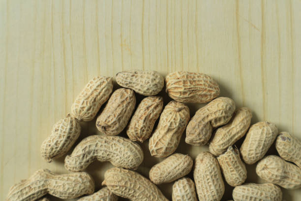 Roasted peanut on a transparent bowl