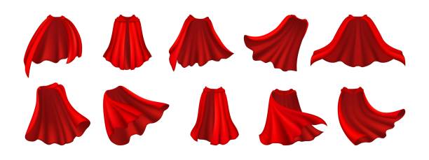 istock Red carnival cape, superhero coat cloak and mantle 2200321935
