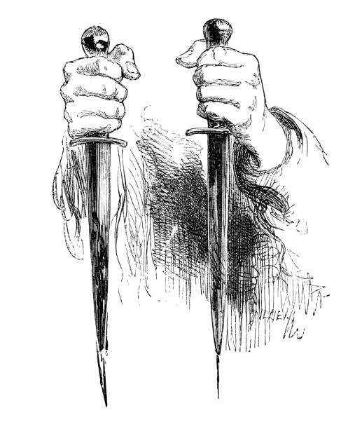 istock Play of William Shakespeare, Macbeth, unrecognizable person holding two knifes 2200327745