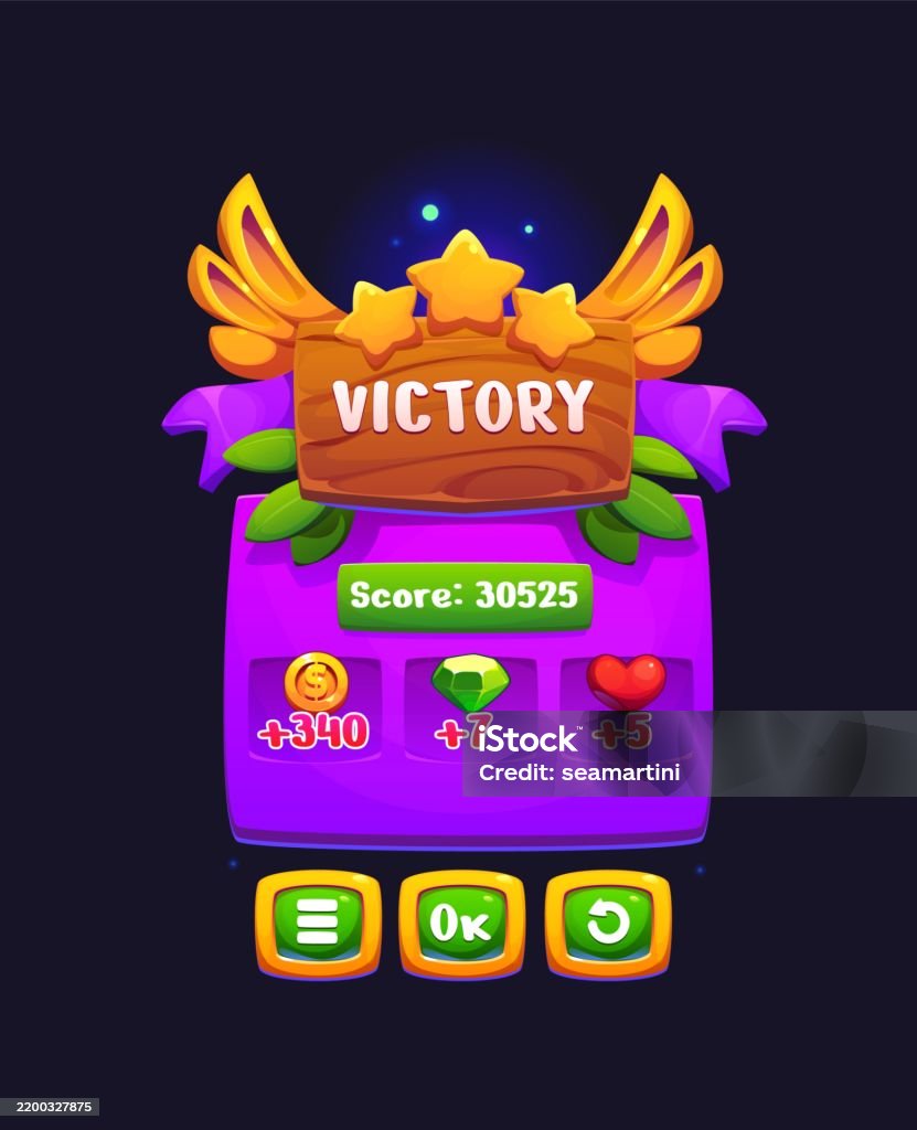Victory Score Graphics Victory Game Gui Frame With Winner Award Score Stock Illustration ...