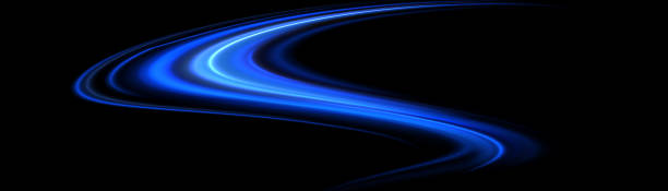 istock Light blue glowing effect. Glowing white speed lines. Abstract traffic lines on the road. Light trail wave, fire path trace line, car headlights, optical fiber and filament curve swirl. 2200328246