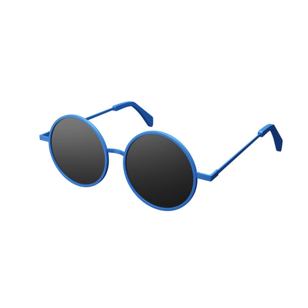 istock 3d illustration black sunglasses blue frame with round lenses on white background 2200329658