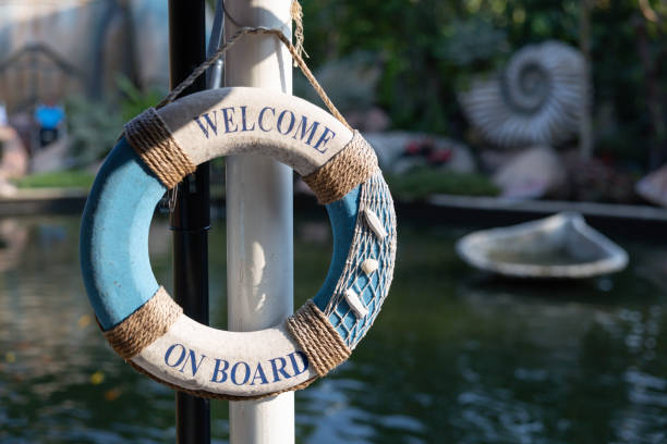 istock A blue and white life preserver with the words 