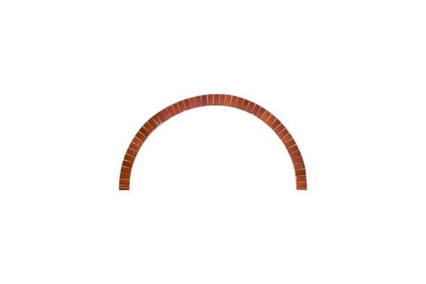 istock Arch transom lined with brown glazed ceramic tiles is isolated on white background. 2200330828