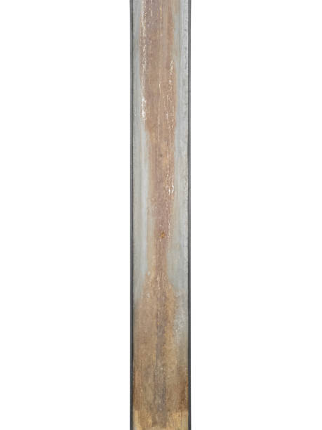 Rusty steel beam or rail from metal stock isolated.