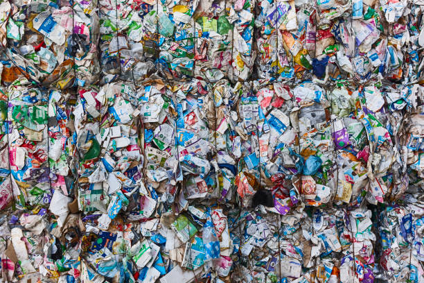 istock Recycled and packaged waste. Sustainable industry. Reusable material 2200332658