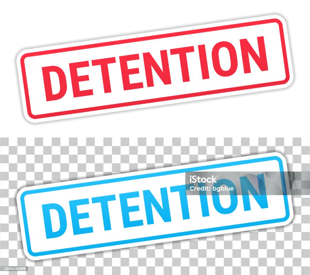 Detention Sticker Detention Red And Blue Labels On Blank Background Stock Illustration ...