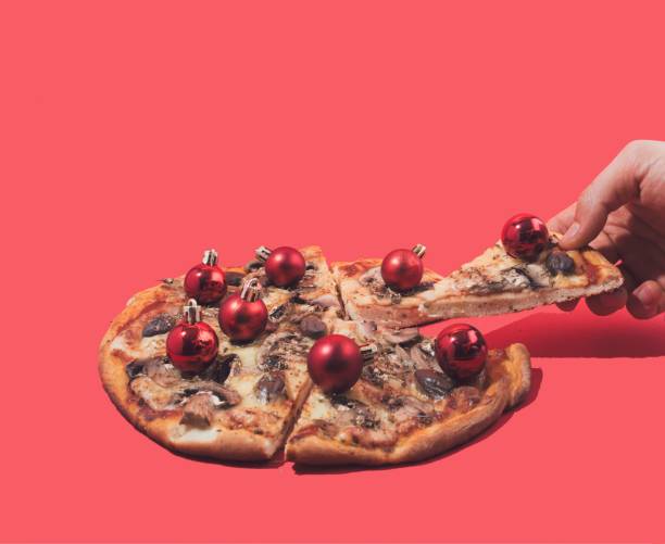 istock Festive pizza with Christmas ornaments. 2200334922