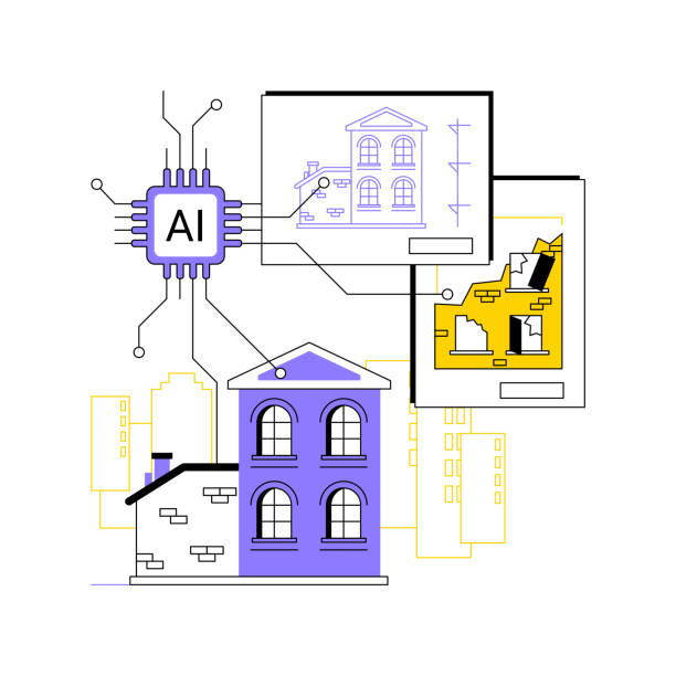 AI-Driven Historic Restoration abstract concept vector illustration. AI-Driven Historic Restoration abstract concept vector illustration. Architecture and Design. Preservation of historic buildings with AI planning and materials analysis. abstract metaphor. building restoration project stock illustrations