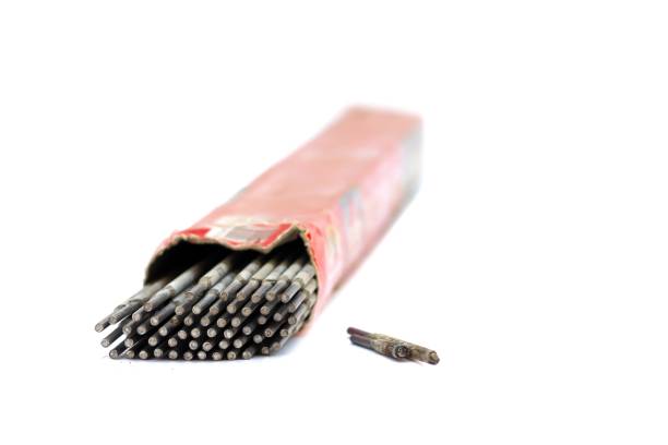 Picture of welding rod put on white background with isolated concept.