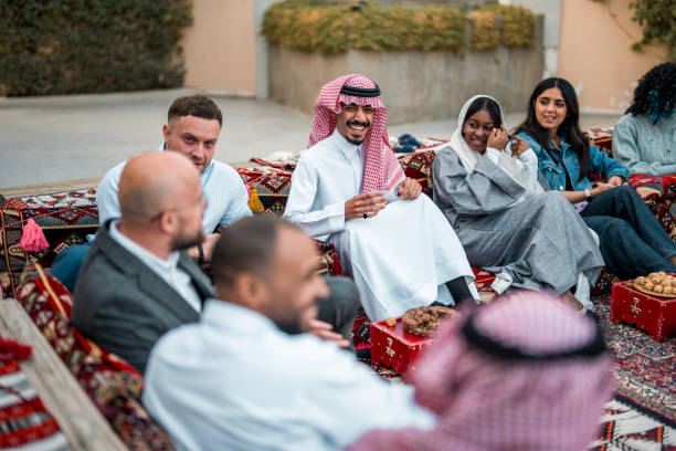 istock Diverse Group Enjoys Gatherings in Traditional Arabian Majlis 2200346844