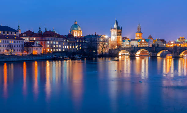 istock Cityscape at twilight featuring Charles Bridge at night 2200349567