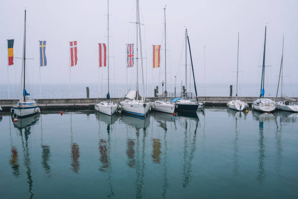 Boats in the harbor of Bardolino at Lake Garda
