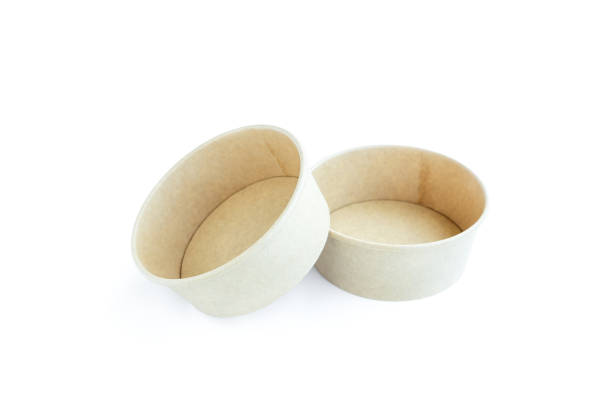istock Brown paper bowl isolated  on white background, Disposable food container 2200349642