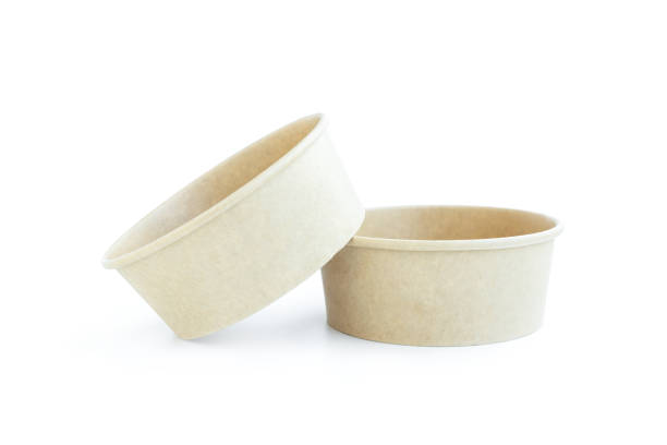 istock Brown paper bowl isolated  on white background, Disposable food container 2200349648