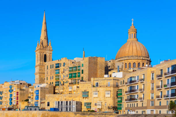 istock Historic skyline of Valletta featuring striking cathedral dome 2200350425