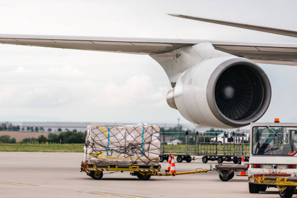 istock Preparation freight airplane at airport 2200360493
