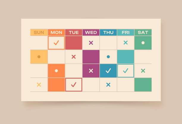 stockillustraties, clipart, cartoons en iconen met weekly plan planner schedule calendar modern design - vluchtschema