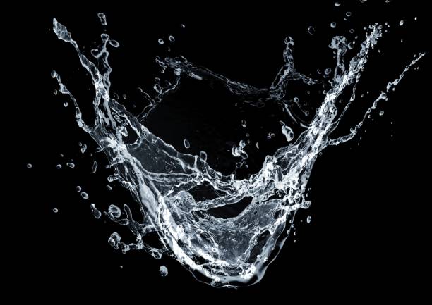 istock 3d illustration of curved water waves and splashes on black background 2200362212
