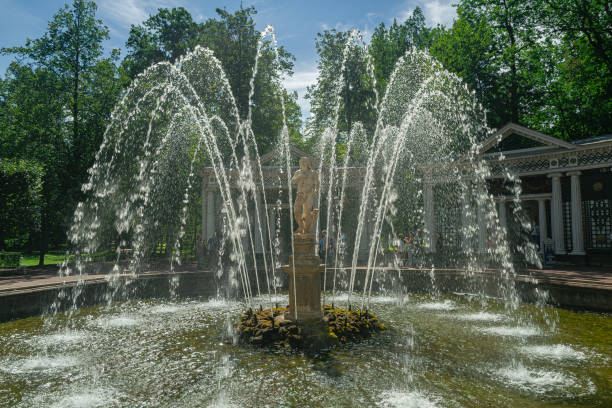 St. Petersburg, Russia - September 05, 2022: Fountain in Peterhof Park. St. Petersburg, Russia