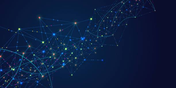 istock Abstract composition with connecting dots and lines on the white backround. Futuristic geometric composition. Background for design works. 2200372312