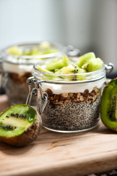 istock Chia Pudding With Granola Yogurt and Kiwi Creating Perfect Balanced Healthy Breakfast 2200380847