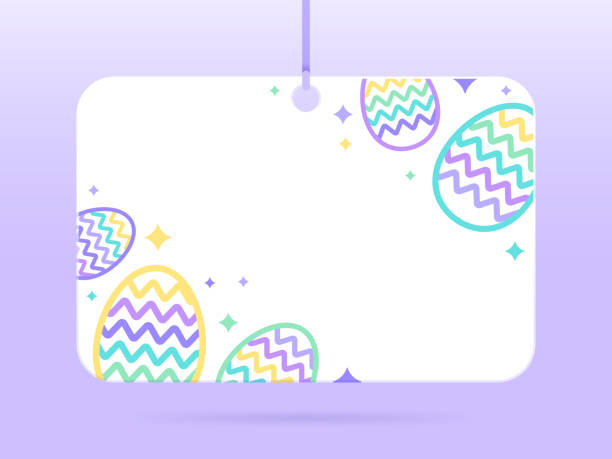 Easter Egg Gift Tag Easter egg spring abstract background present gift hanging tag. stacking food containers stock illustrations