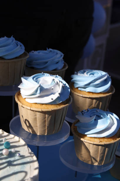 Birthday Cake with blue and white cream colour