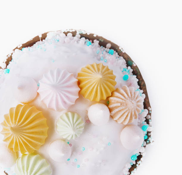 istock Elegant easter cake with colorful meringue and sprinkles 2200396711