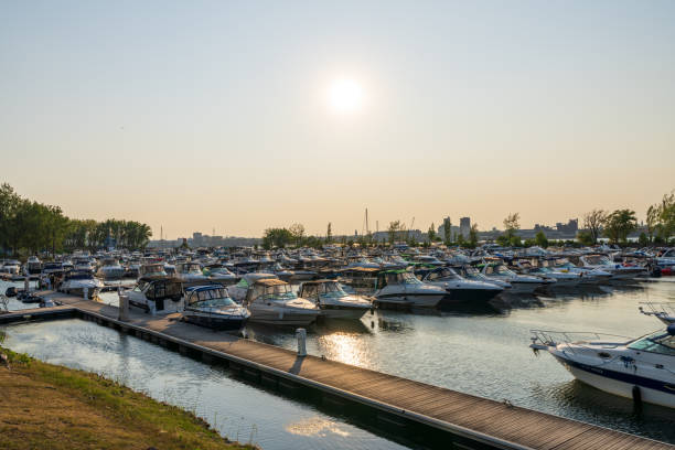 Longueuil, Quebec, Canada - August 26 2021 : The Marina of Longueuil.