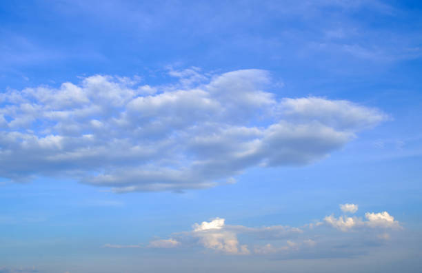 A picturesque view of a vibrant blue sky adorned with fluffy white clouds. This serene image captures the beauty of nature and is ideal for backgrounds, weather themes, or tranquil outdoor concepts