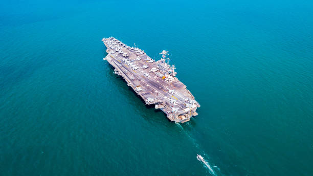 istock An aircraft carrier sails at sea. 2200411080