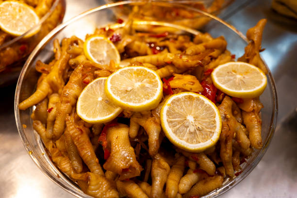 Lemon chicken feet soaked in juice