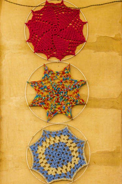 istock Decorative Handcrafted Crochet Patterns in Colorful Mandala Designs 2200421616