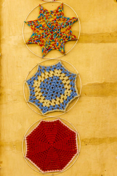istock Decorative Handcrafted Crochet Patterns in Colorful Mandala Designs 2200421629