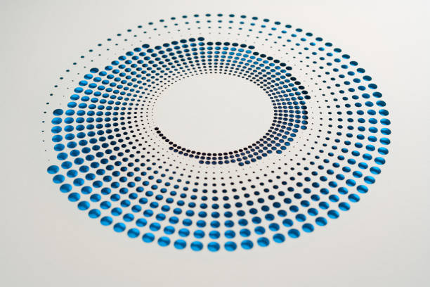 istock Modern paper cut artwork with circular perforated pattern and blue gradient details on a white background 2200423786