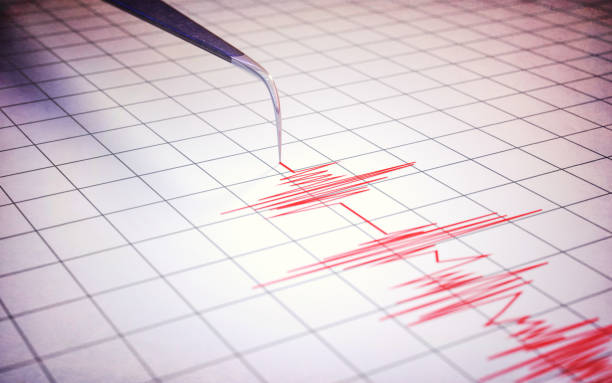 istock Earthquake Seismograph Meter Machine Draws Earthquake on Paper 2200425420