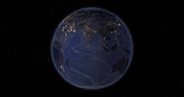 istock Night Planet Earth Spinning 360, Glowing bright night lights as seen from the space. 3d animation 2200426293