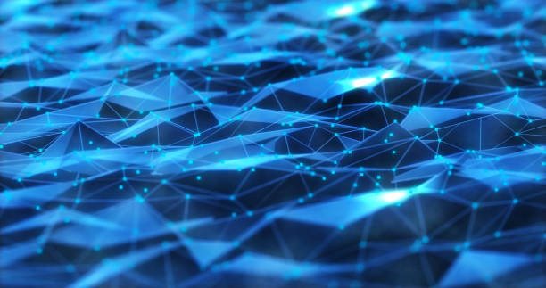 istock Blue plexus of wave field, Abstract futuristic background. polygonal moving surface. Background for business, science, internet and neural networks. 2200426369