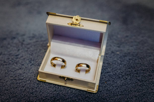 istock Elegant Wedding Rings in a Classic Jewelry Box 2200429480