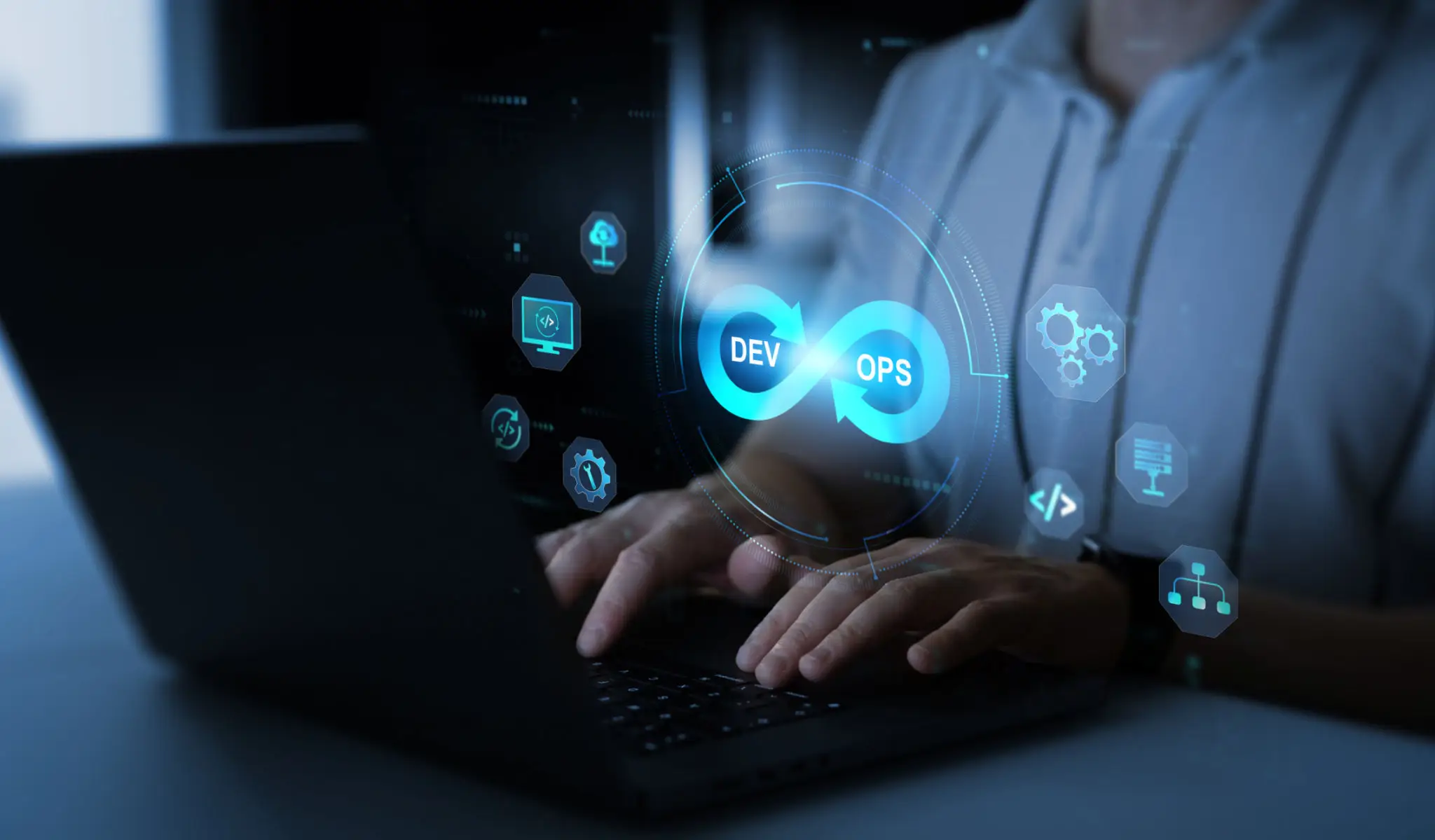 컴퓨터 자바스크립트 함수: 최적화된 사용법 2 Agile programming and DevOps technology. IT operations concept. Software quality and software development. System engineer and programming digital development.