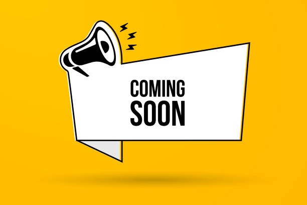 istock Megaphone icon with coming soon speech bubble cartoon style. Banner for business, marketing or advertising. Vector illustration EPS10. Coming soon speech white banner with black frame. 2200438601
