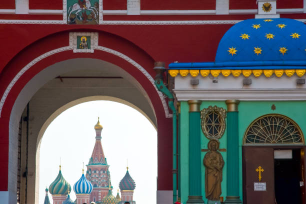 istock Kazan Cathedral and Saint Basil's cathedral on Moscow Red square 2200449678